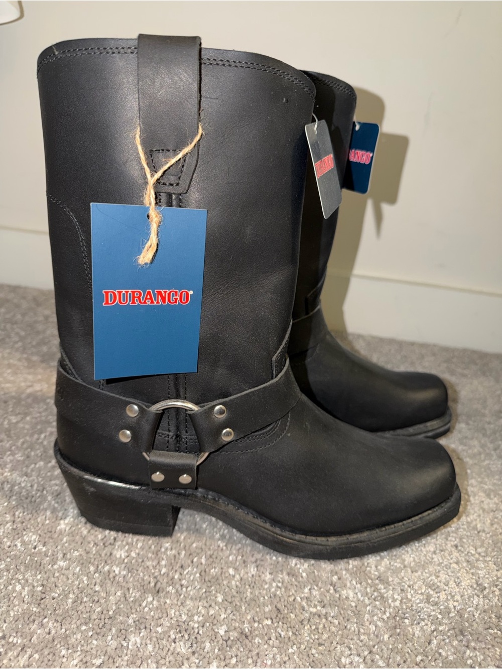 DURANGO “Crossroads” Harness Square Toe Boots Size: 10 in OILED BLACK